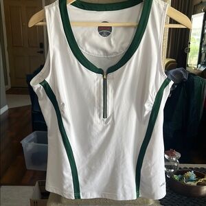 Bolle Women's White and Green Sleeveless Top